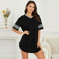 thumbnail image 3 of UNEEI Nightgowns for Women,Short Sleeve Nightshirt V Neck Sleepwear,House Dresses Night Gown for Ladies, Color Block Sleep Dress.Size XL, 3 of 7