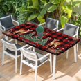 thumbnail image 2 of Christmas Deer Table Cloths for 4 Foot Rectangle Tables, Winter Xmas Snowflakes Bow Tree Red Black Patio Waterproof Elastic Fitted Tablecloths, Washable Rectangular Table Cover for Camping, 2 of 8