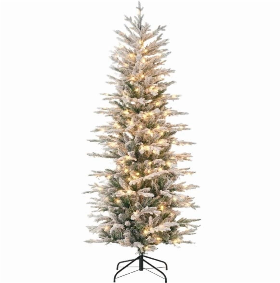 6ft Prelit Snow Flocked Christmas Tree with 250 Clear Lights 636 Tips Easy Assembly Indoor Decor