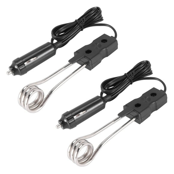 2X Auto Immersion Heater Kettle Travel Immersion Heaters Mobile Immersion Heaters Camping Outdoor Black