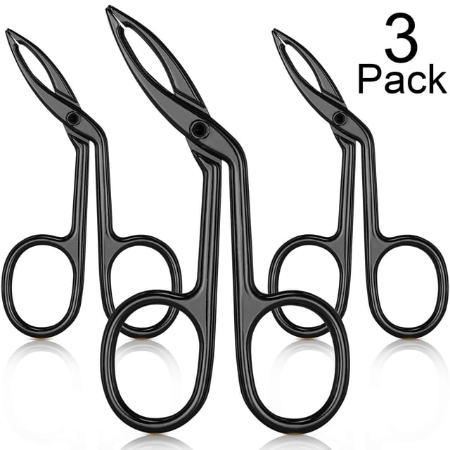 3 paquetes de pinzas para cejas, tijeras con mango en forma de ceja, pinzas de punta recta, pinzas de punta plana, pinzas para el pelo, punta recta para cejas (chapado en negro) Ormromra XYWJ178-1