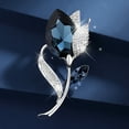 thumbnail image 2 of LYTiang Temperament Fashion Elegant Flower Shape Blue Rhinestone Brooch Pin Brooch Pin Rhinestone Embellishments for Crafting Pearl Brooch for Women Fashion Bling Brooches for Women, 2 of 4