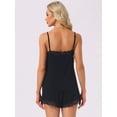 thumbnail image 4 of DARING DIVA Women's Cami Pajamas Rayon Lace Trim V-Neck Tops with Shorts M Dark Black, 4 of 7