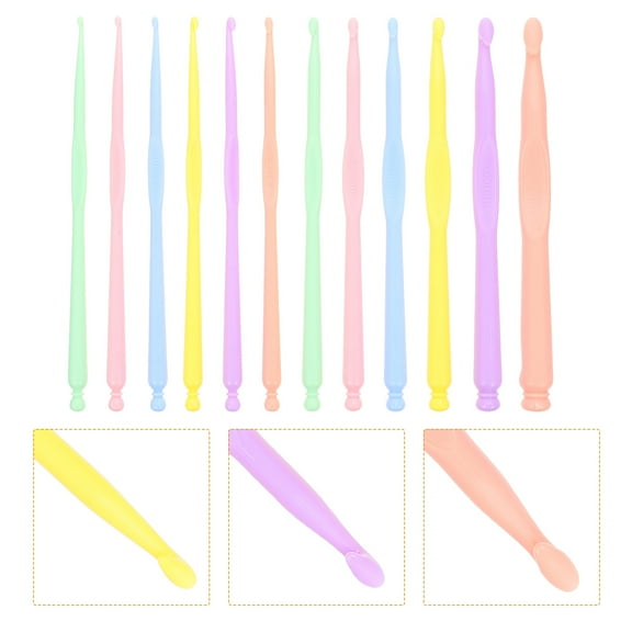 FENGGUIQU 12Pcs Tunisian Crochet Hooks Set Lightweight Plastic Knitting Needles for Sweater Crafts