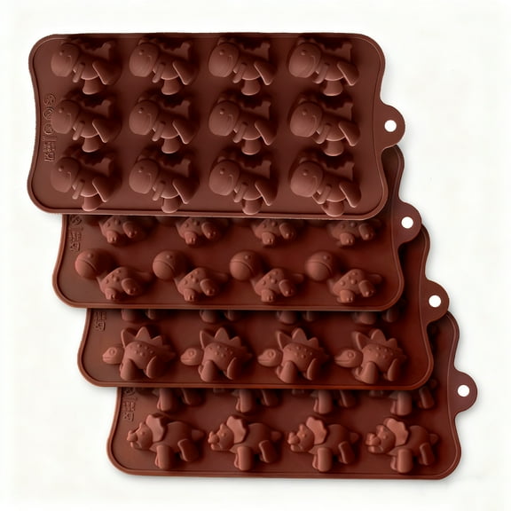 JDH 3PCS 12-Cavity Dinosaur Chocolate Baking Mold, Non Stick Dinosaur Silicone Mold for Candy Chocolate Jelly Ice Cube
