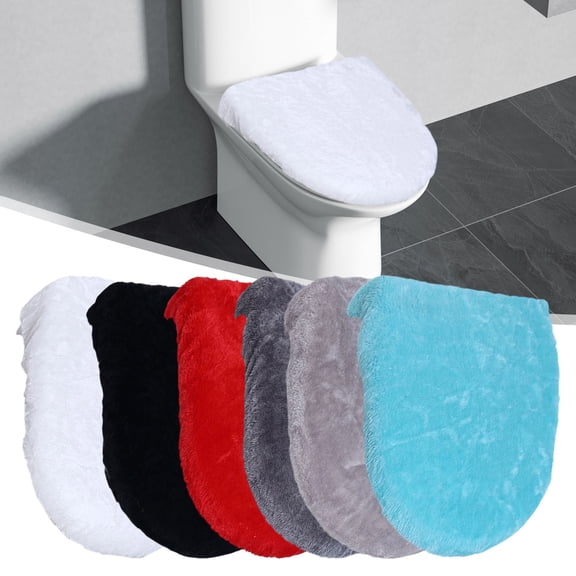 Mifelio Plush Toilet Lid Cover, Toilet Seat Cover, Washable Bathroom Lid Protector, Soft Fitted Cover for Home, #06