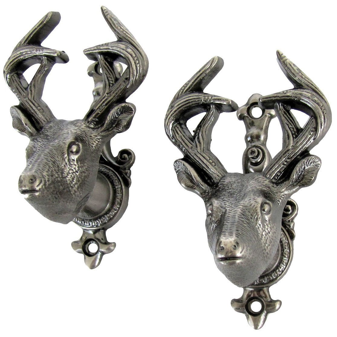 Buck Deer Wall Mount Weapon Hooks, Set of 2 Metal Wall Mount Hooks for