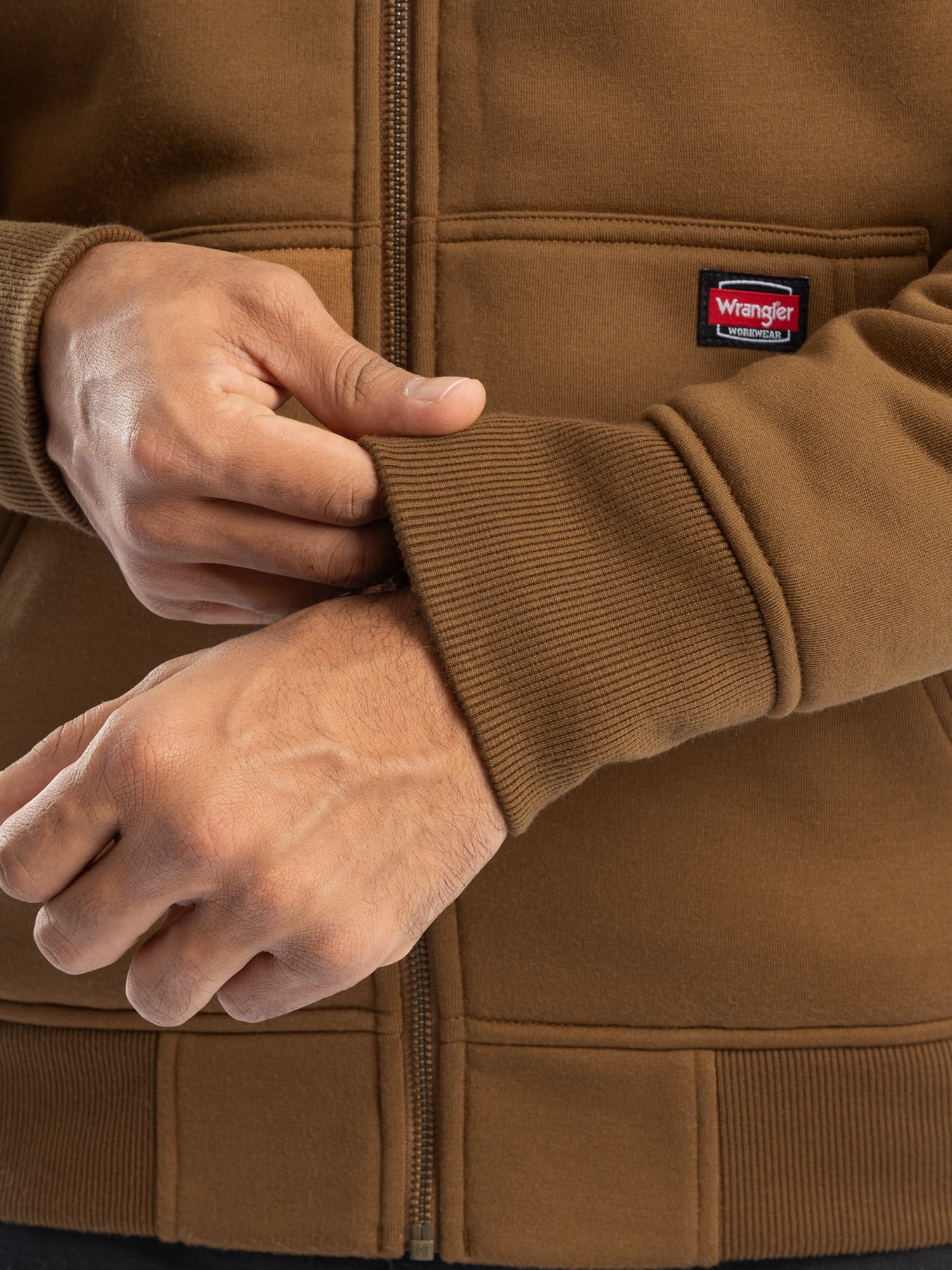 Wrangler Workwear Men's Durable Quilted Zip-up Fleece Hooded Jacket, S-3XL (Men's and Big Men's)