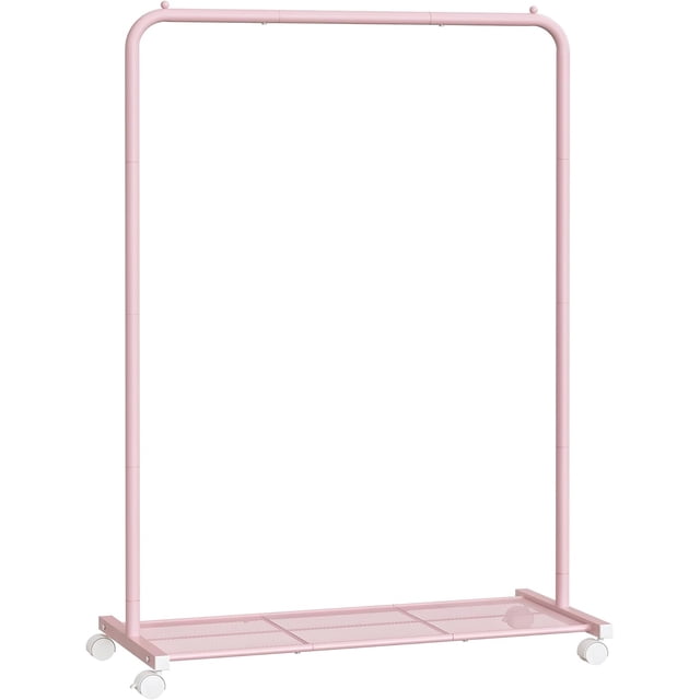 Clothes Rack with Wheels . Garment Rack Clothing Rack for Hanging Clothes with Dense Mesh Storage Shelf lb Load Capacity Brakes Steel Frame UHSRBK