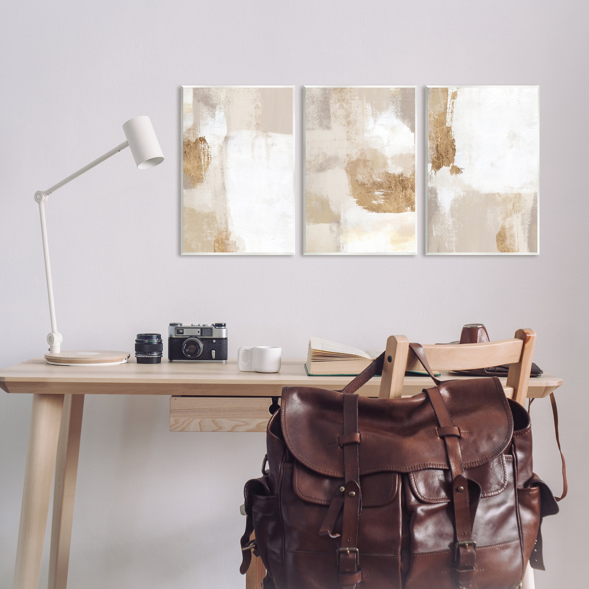 Stupell Industries Beige Modern Abstraction Abstract Painting Unframed Art Print Wall Art, 10 x 15, Set of 3