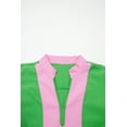 thumbnail image 6 of Women's Bright Green Color Block Mini Dress – Casual Summer Style with Ruffle Hem and Puff Sleeves, XL, 6 of 10