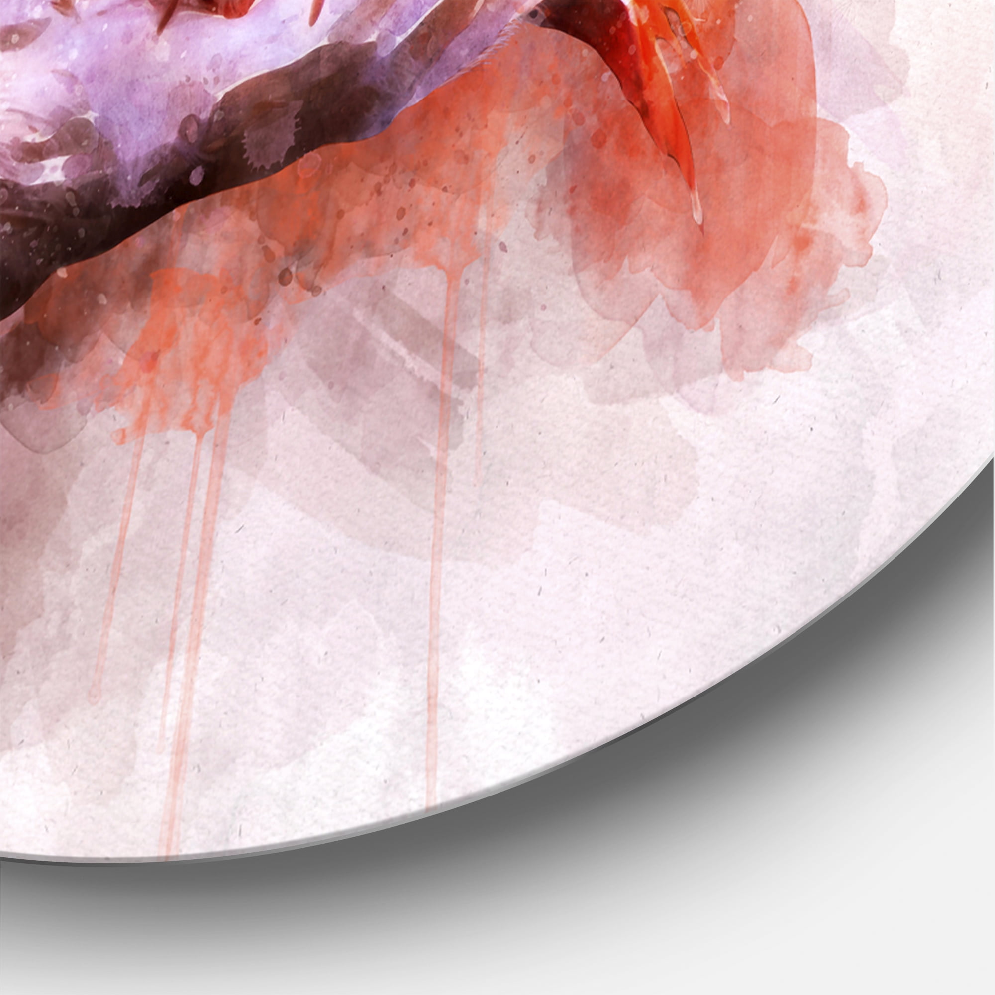 Designart 'Abstract Portrait of Pink Flamingo III' Farmhouse Circle Metal Wall Art 29x29 - Disc of 29