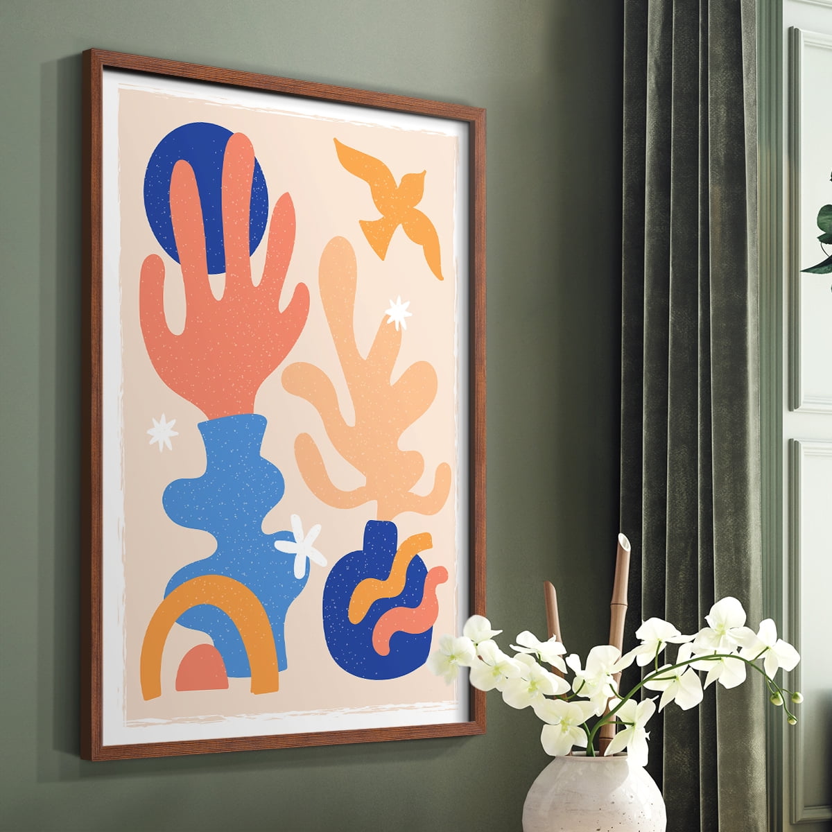 Matisse CDLXII in Brown Solid Wood Framed Print No Nail Hanging