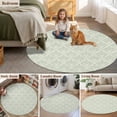 thumbnail image 5 of Retro Green Round Rugs for Living Room 3ft Floral Modern Abstract Geometric Non Slip Circle Rug Washable Low-Profile Indoor Carpet for Bedroom, Dining Room, Bathroom, 5 of 9