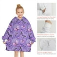 thumbnail image 6 of Purple Butterfly Pattern Blanket Hoodies for Kids 6-13YR Oversize Wearable Blanket Hoodies for Boys Girls Teens, 6 of 7