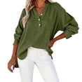 thumbnail image 6 of BODOAO Linen Cotton Blouses for Women Lightweight Plain Blouses Tunic Tops Henley Neck Plus Size Travel Top Casual Top Summer Skin-Friendly Tops Loose Fit Gauze Tops Basic Tees Blackish Green 3Xl, 6 of 7