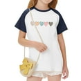 thumbnail image 2 of Girls Navy T-Shirt 4-12Y, Cute Heart & Leopard Print, Soft Polyester Spandex Raglan Sleeve Casual Tee (Size 110-170),Size 9 T, 2 of 8