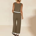 thumbnail image 4 of Penkiiy Women's Summer 2 Piece Outfits Sleeveless Crop Top Capri Wide Leg Pants Jumpsuit Linen Lounge Beach Travel Sets M Coffee, 4 of 8
