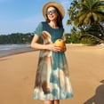 thumbnail image 4 of Balery Starry Sky Cloud Cute Rabbit Vestidos sueltos de manga corta para mujer, vestidos de verano 2025, vestidos casuales de corte A con vuelo., 4 of 6