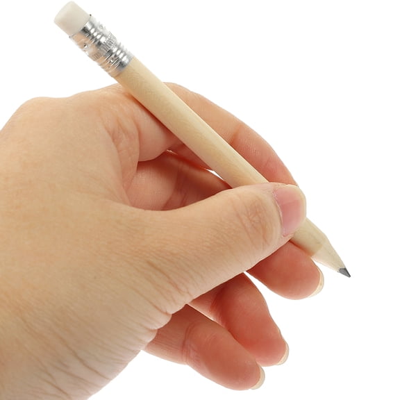 Supvox 30Pcs Short Natural Wood Pencils with Erasers Compact Pencils for Daily Use