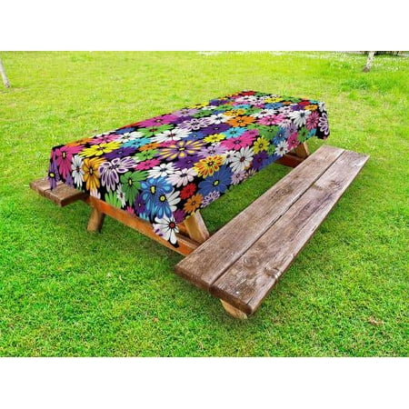 

Flower Outdoor Tablecloth Floral Vivid Pattern with Colorful Flowers Daisies Wildflowers Cheerful Natural Decorative Washable Fabric Picnic Tablecloth 58 X 120 Inches Multicolor by Ambesonne