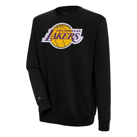Men's Antigua Black Los Angeles Lakers Victory Pullover Sweatshirt
