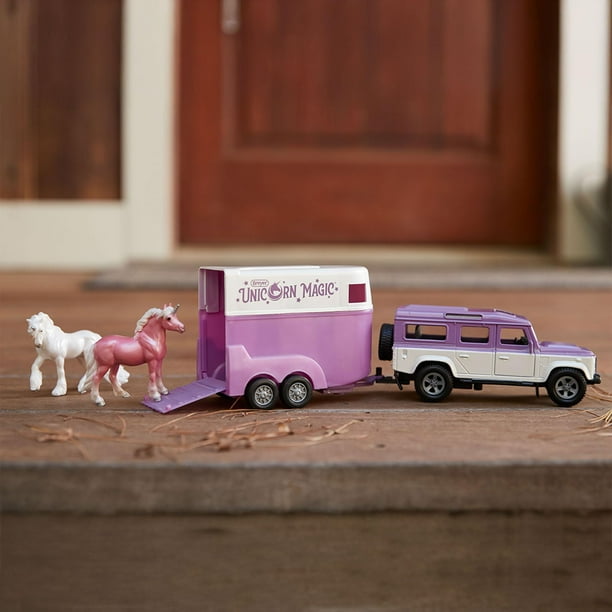 Figuras de Caballos Breyer Stablemates | Land Rover y Remolque Mágico de Unicornio