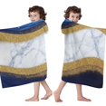 thumbnail image 4 of Blue Gold Wave Marble Pattern Hooded Bath Towel，60"x35" for Ages 3 To 12 Kids, Quick Dry Lightweight Soft Microfiber Hood Beach Towel Cover Up for Kids, 4 of 7