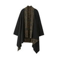 thumbnail image 2 of Cárdigan de hombre de mezcla de algodón, informal, étnico, con dobladillo irregular, cárdigan ligero Negro, 2 of 8