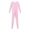 thumbnail image 6 of YONGHS Men's Shiny Glossy Long Sleeve Unitard Full Bodysuit Leotard Jumpsuit Halloween Zentai Pink XL, 6 of 7
