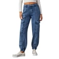 thumbnail image 1 of PEASKJP by PEASKJP Jeans Bootcut Taille Haute pour Femmes, Extensible, Bleu, L, 1 of 4