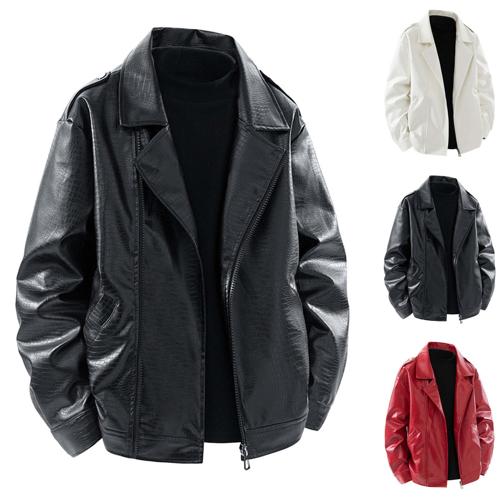 Zpanxa Vintage Motorcycle Leather Jacket Men's Distressed Genuine