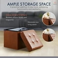 thumbnail image 3 of Ornavo Home 15 Inch Square Storage Ottoman Cube, Tufted Square Faux Leather Storage Ottoman Chest, Footrest, Toy Chest Ottoman with Storage - (Mocha), 3 of 7