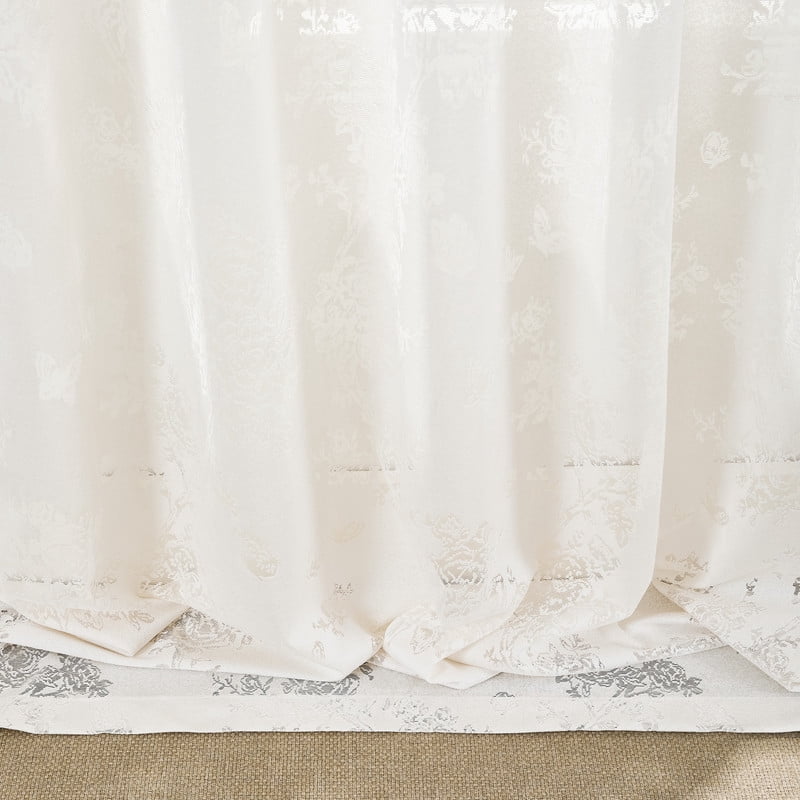 NICETOWN Lace Curtain for Bedroom Rod Pocket Light Filtering Romantic Farmhouse Sheer Window Treatment for Livingroom, Linen, 52"x84", 2 Panels