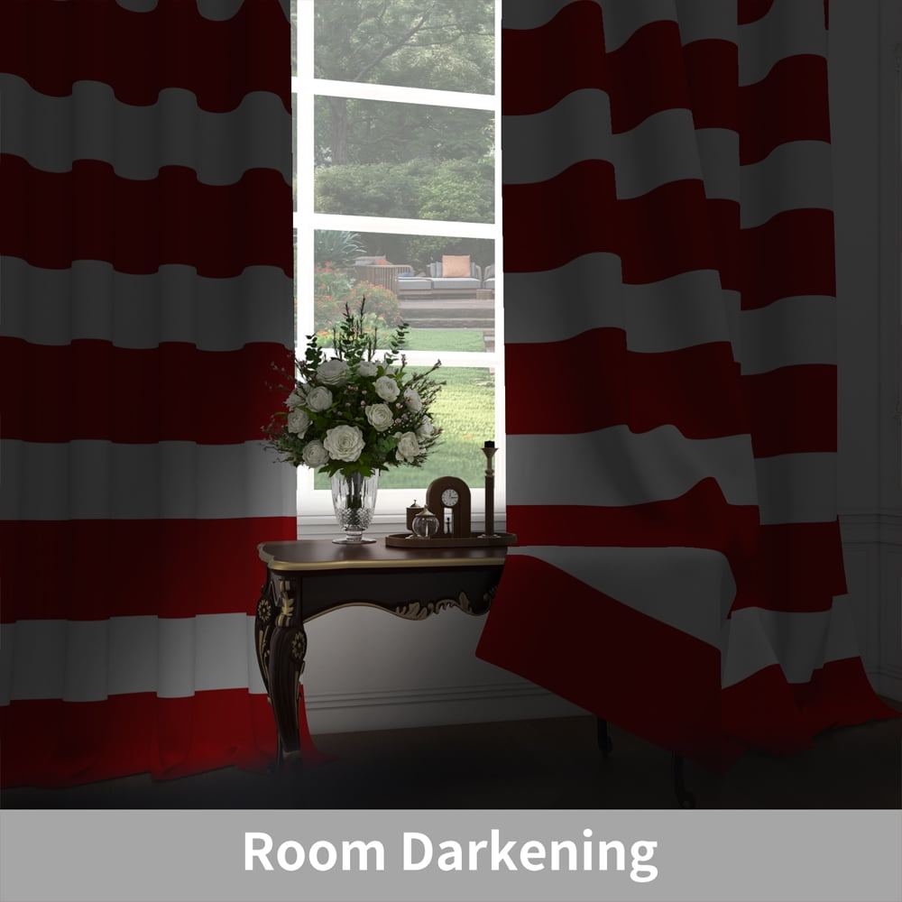 Lfeey Red Stripe Room Darkening Blackout Curtains Christmas Bedroom Living Room Grommet Curtains 52x84 Inch 2 Panel