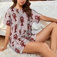 thumbnail image 4 of Fuzoiu Red Lobster With Claws Print Women's Short-Sleeved Pajama Set,Lounge Sleepwear Set,Womens Pajama Sets 2 Piece,Button-Up Top and Shorts with Pockets-Medium, 4 of 7