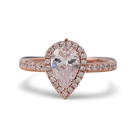 Sterling Silver Pear Cut Cubic Zirconia Ring For Women