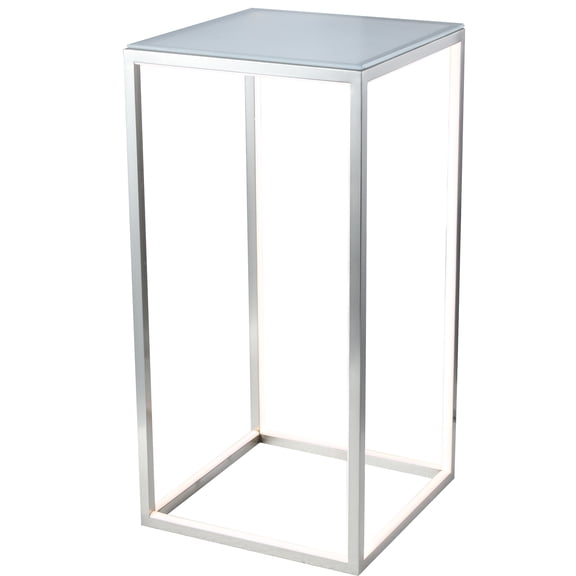 Bethel A NICKEL ALUMINUM FRAME LED SIDE TABLE WITH A CLEAR GLASS TOP