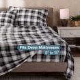 thumbnail image 6 of Bare Home Luxury 100% Cotton Flannel California King Sheet Set, Deep Pocket, 4-Piece, Oliver Plaid - Gray, 6 of 10