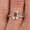 thumbnail image 2 of 1.25 Carat Princess Cut Morganite Engagement Ring Wedding Ring 10k Yellow Gold Curved Basket Claw Prongs Art Deco Anniversary Ring, 2 of 5