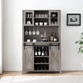 thumbnail image 2 of 70" Tall Coffee Bar Cabinet with Sliding Barn Door, Farmhouse Buffet Cabinet with Storage Shelves, Wine and Glasses Rack, for Kitchen, Dining Room, 2 of 7