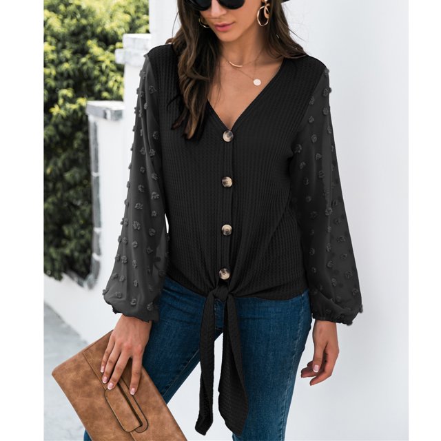 Suéter de punto para mujer NikouMX cuello en V S M L XL