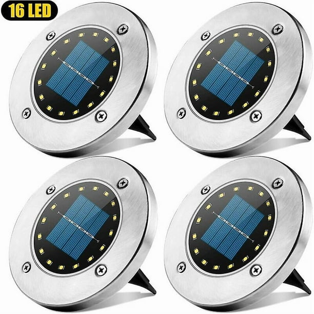 Outdoor Solar Light, 16 LED Spotlight Solar Garden Lamp Waterproof IP65 Lawn Decorative Light for Path Garden Terrace Courtyard Lawn White-4 Pieces