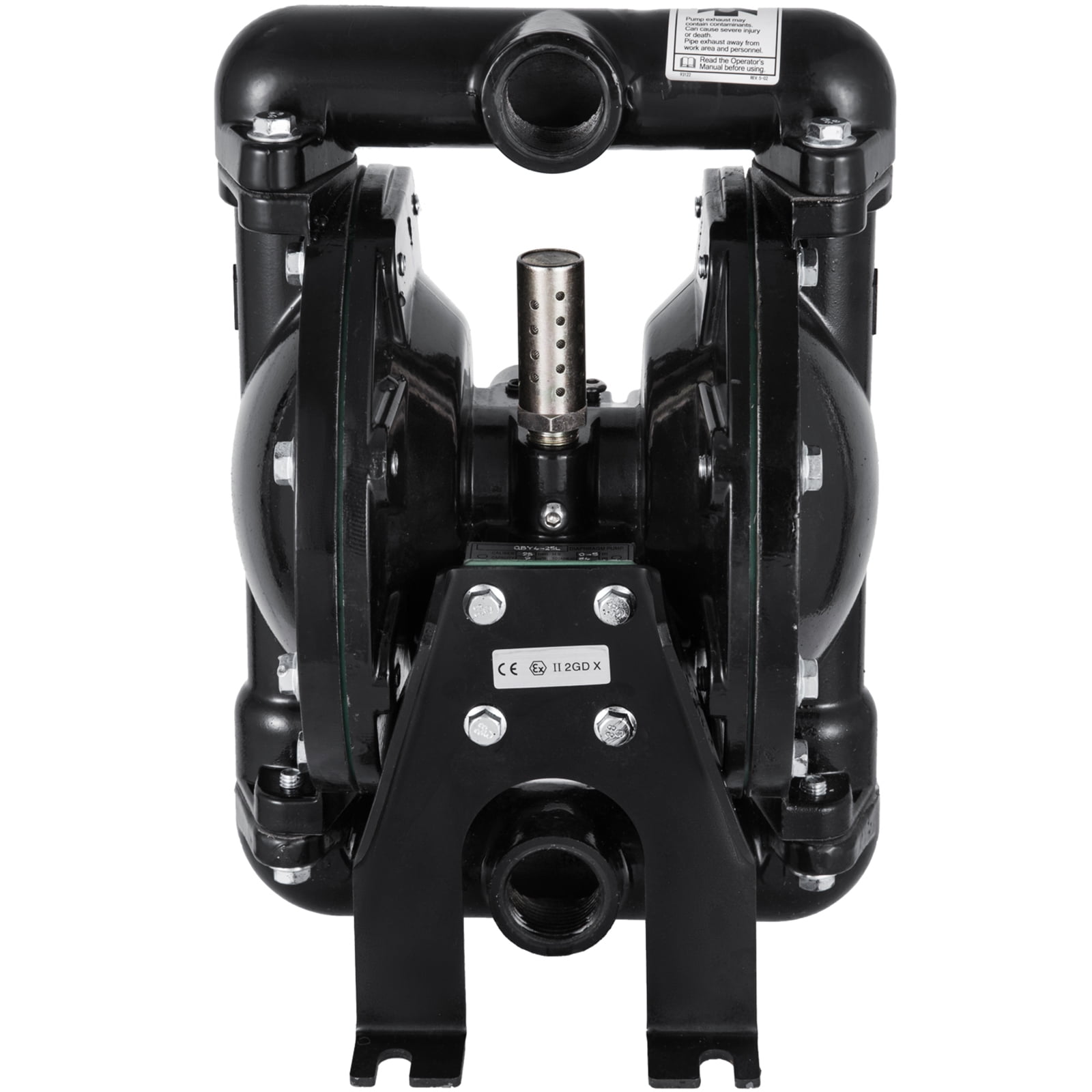 SKYSHALO Dual Diaphragm Pump, Air-Powered, 1" Inlet/Outlet, Aluminum Body, 35 GPM, Max 120 PSI, for Industrial Applications, QBY4-25LF46-1inch-35