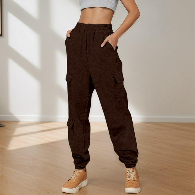 Women's Casual Pants Comfortable Drawstring Utility Joggers with Pockets Classic Long Length Trouser Design for Daily Wear