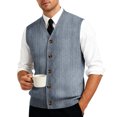 thumbnail image 3 of Men's Casual Sleeveless Knit Vest with Button Closure, V-Neck Lightweight Waistcoat, Ideal for Office Attire and Everyday Comfort Light Blue XL, 3 of 3