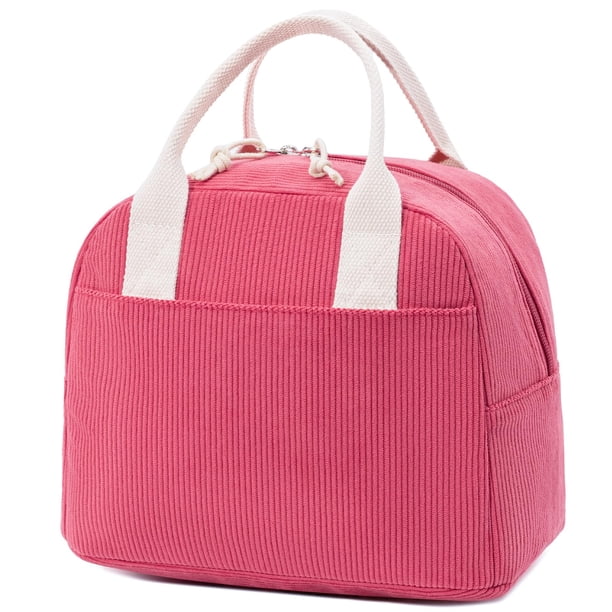 Lonchera aislante LOVELYWIND de pana, 27 x 19 x 20 cm, color rosa