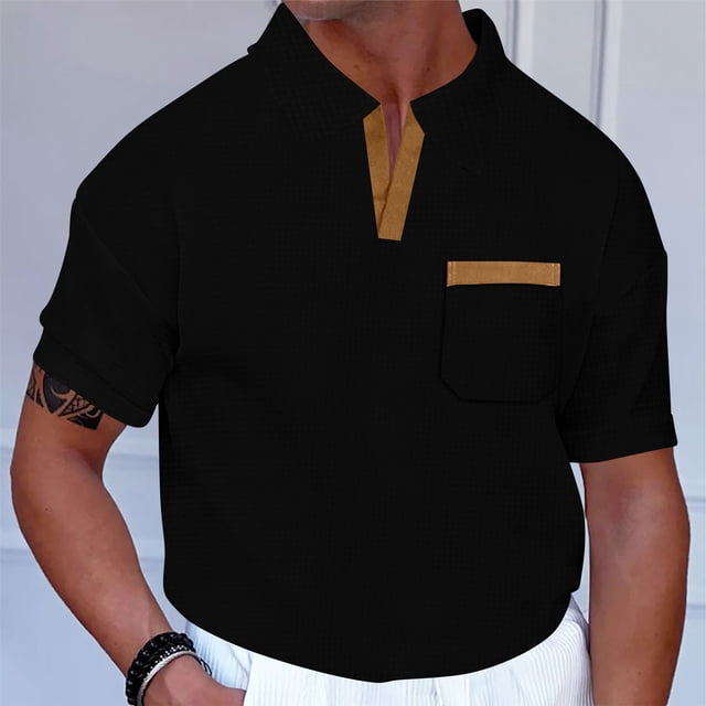 pstuiky camiseta de hombre, Camiseta deportiva de manga corta con cuello redondo y botones degradados a rayas para hombre camisas casuales para hombre xxl