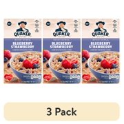 (3 pack) Quaker Instant Oatmeal, Blueberry & Strawberry, 1.37 oz Box, 6 Packets