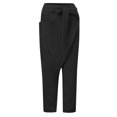 thumbnail image 3 of Wiueurtly Women's Pants Casual Loose High Waisted Lace Up Solid One Side Pocket Comfort High Waisted Trousers Black, 3 of 6